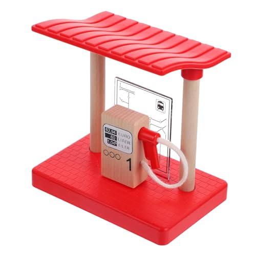 FUNOMOCYA Holzspielzeug Zug Tankstellen Zubehör DIY Modell Gas Station Eisenbahn Zubehör Sicherer Holz Gas Station für Rollenspiele Kompatibel mit Holzeisenbahnschienen von FUNOMOCYA