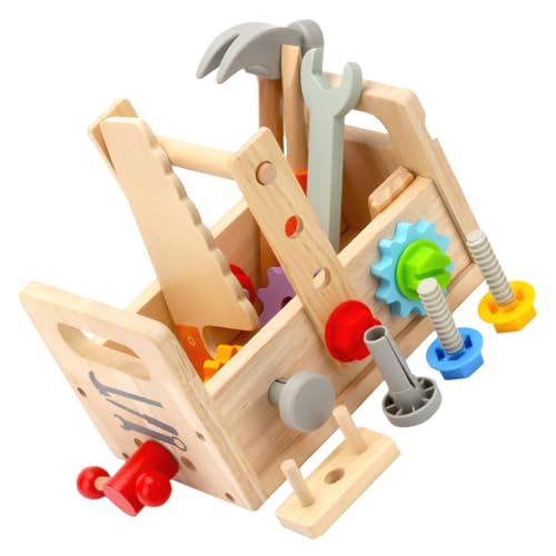 FUNOMOCYA Holzwerkzeugkasten Set Pädagogisches Reparaturspielzeug für Kleinkinder Robustes Lernspielzeug mit Realistischen Werkzeugen Fördert Feinmotorik und Praktisches Verständnis von FUNOMOCYA