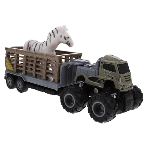 FUNOMOCYA Inertiales LKW mit Tieranhänger rutschfeste Reifen Stoßdämpfend Robuste Geländetauglichkeit Farbenfrohes Design Geeignet für Drinnen und Draußen Kinderfahrzeug Zufällige Farbe von FUNOMOCYA