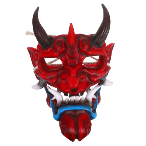 FUNOMOCYA Japanische Oni Maske Halloween Kostümmaske für Männer und Frauen Leichte Langlebige Dämonenmaske mit Gruseligem Design für Cosplay Maskenball und Halloween-party von FUNOMOCYA