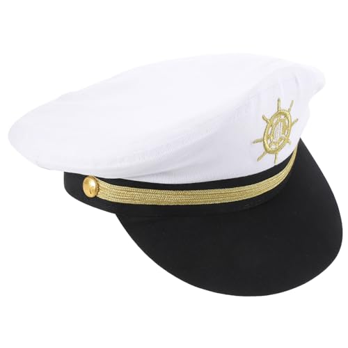 FUNOMOCYA Kapitänsmütze Weiß Matrosen Kostüm Damen Herren Bootshut Verstellbar Für Cosplay Party Fasching Karneval Marinehüte Zubehör von FUNOMOCYA
