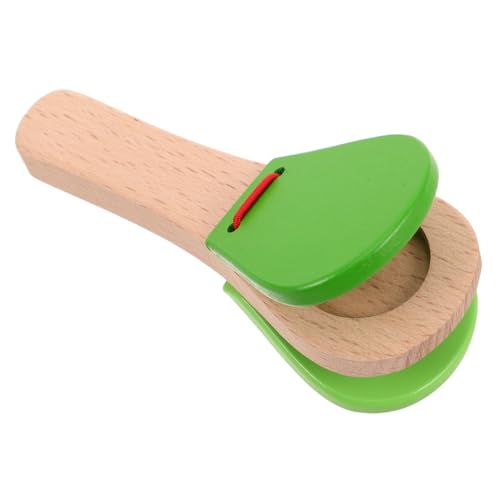 FUNOMOCYA Kastagnetten aus Holz Kreatives Lernspielzeug Pädagogisches Kinderperkussion Montessori Musikinstrumente für Vorschulkinder Kleinkinderinstrumente Light Green von FUNOMOCYA