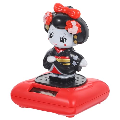 FUNOMOCYA Solar Dancer Wackelkopf Puppe Sänger Auto Innendekoration Ornament Mikro Asiatische Kabuki-Figur Wackelkopfpuppen Kimono-mädchen-Figur Haushalt Armaturenbrett Büro von FUNOMOCYA