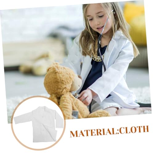 FUNOMOCYA Laborkittel Weißer Arztmantel Polyester Baumwolle Langarm Wissenschaftskittel für Schule und Rollenspiel Weicher Atmungsaktiver Kinderkittel für Jungen und Mädchen von FUNOMOCYA