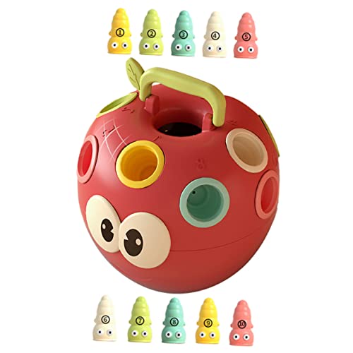 FUNOMOCYA Lernspielzeug Apfel Wurm Farbzuordnungsspiel Frühe Bildung für Kleinkinder Kognitive Farbensinn Motorische Geschicklichkeit und Eltern Junge Mädchen Interaktion von FUNOMOCYA