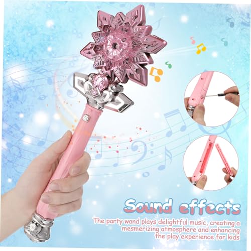 FUNOMOCYA Leuchtender Prinzessin Zauberstab mit Nebeleffekt und Schneeflockenlicht Farbenfrohes LED für Mädchen Party und Cosplay Zubehör Batterien Geschenkbox mit Schraubendreher von FUNOMOCYA