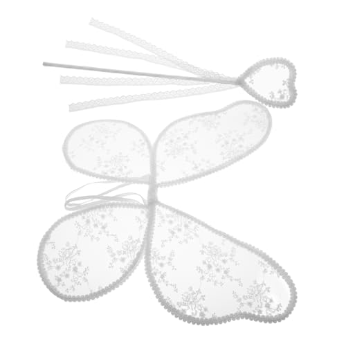 FUNOMOCYA Mädchen Prinzessin Flügel und Zauberstab Set Spitzen Schmetterlingsflügel mit Filigranem Design Vielseitige Kostüm Accessoires für Rollenspiele Bühnenauftritte und Partydekoration von FUNOMOCYA
