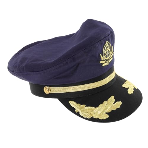FUNOMOCYA Marineblauer Kapitänsmütze Seglerhut Cosplay Party Kostüm Zubehör Leicht Atmungsaktiv Verstellbar Für Segler Yachtfahrer Karneval Fasching von FUNOMOCYA