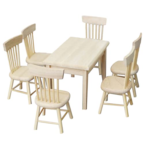 FUNOMOCYA Maßstab Holz Tisch und Stühle Puppenhaus Möbel Dekoration für Kinderzimmer und Wohnzimmer Geeignet FUNOMOCYA Maßstab Holz Tisch und Stühle Puppenhaus Möbel Dekoration für Kinderzimmer und Wohnzimmer Geeignet von FUNOMOCYA