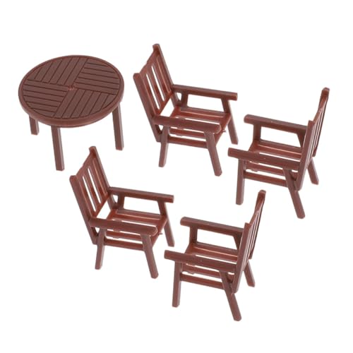 FUNOMOCYA Maßstab Präzise Gestalteter Runder Miniatur Tisch und Stühle Realistische Modellmöbel für Sandtisch Dekoration und Detailreiche Puppenhaus Szenerien von FUNOMOCYA