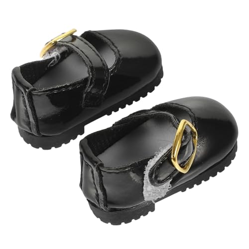 FUNOMOCYA Mini Bjd Puppenschuhe Schwarz Leder Doll Dress up Shoes für Baumwollpuppen Mädchen Puppenzubehör Niedlich und Leicht zum Anziehen von FUNOMOCYA