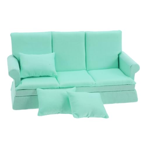FUNOMOCYA Mini Doll House Sofa Dollhouse Decor Sofa Minicouch für Puppenhaus Miniaturmöbel und Accessoires Miniaturcouch für Puppenhaus Miniatur-Puppenstubensofa Polyester Himmelblau von FUNOMOCYA