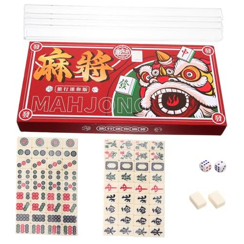 FUNOMOCYA Mini Mahjong Set Kompakt Leicht mit Aufbewahrungsbox Tragbares Chinesisches Tischspiel für Reisen Partys Familie und Outdoor Kleines Mahjong Spielset für Unterwegs und Gesellige von FUNOMOCYA