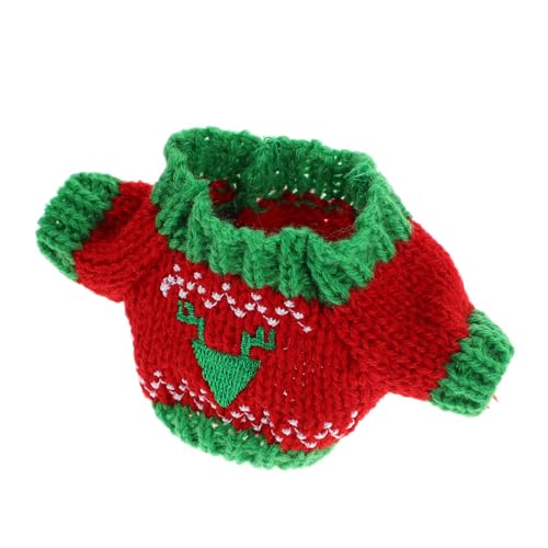 FUNOMOCYA Mini Plüsch Puppenpullover aus Weichem Material Kuscheliger DIY Puppenpullover mit und Grünem Dreiecksmuster Puppenkleidung für Anziehen und Sammeln von FUNOMOCYA