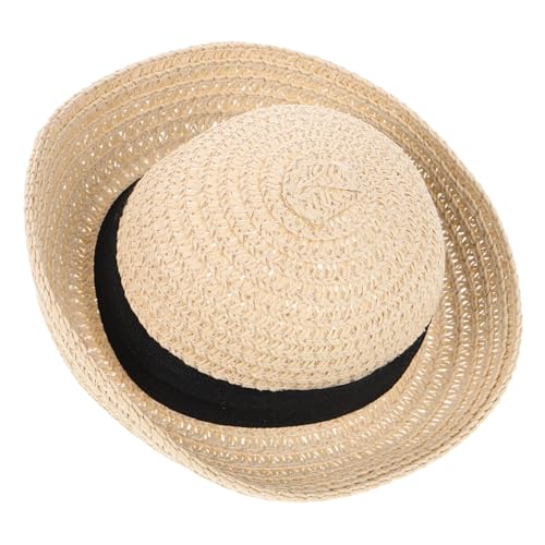 FUNOMOCYA Mini Strohhut für Puppen aus Natürlichem Stroh Handgefertigt Modisch und Vielseitig als Dekoration für Puppenhaus Bastelprojekte DIY Partys Geeignet für Sommer Accessoires von FUNOMOCYA