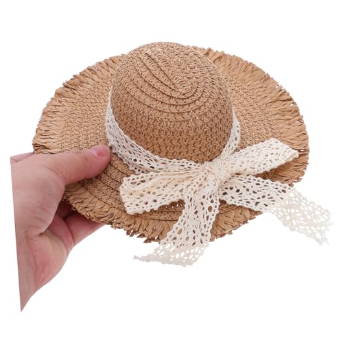 FUNOMOCYA Mini Strohhut mit Feiner Spitzenverzierung Handgewebte Miniatur Kappe für Puppen Vielseitig Einsetzbar Leicht Anzubringen Geeignet für Verschiedene Puppenmodelle und DIY Dekoration von FUNOMOCYA