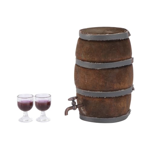 FUNOMOCYA Mini Weinfass Weinglas Set Basteln Miniatur Mini-verzierung Szenendekoration Legierung von FUNOMOCYA