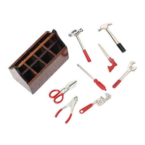 FUNOMOCYA Mini Werkzeugkasten mit Teiligem Miniatur Werkzeug Puppenhaus Zubehör für Handliches Toolset zur Kreativen Dekoration und Rollenspiel von FUNOMOCYA