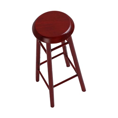 FUNOMOCYA Miniatur Barhocker Braun Hochwertiges Miniaturmöbel Puppenhaus Zubehör DIY Modell Detailgetreuer Mini High Stool für Puppenhäuser und Bastelprojekte von FUNOMOCYA