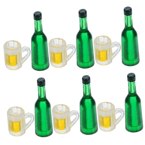 FUNOMOCYA Miniatur Bierkrug Modellset aus Harz Dekorative Puppenhaus Bierflaschen Realistische Mini Bierkrüge für DIY Mikro Landschaften Puppenhaus Zubehör und Heimdekoration von FUNOMOCYA