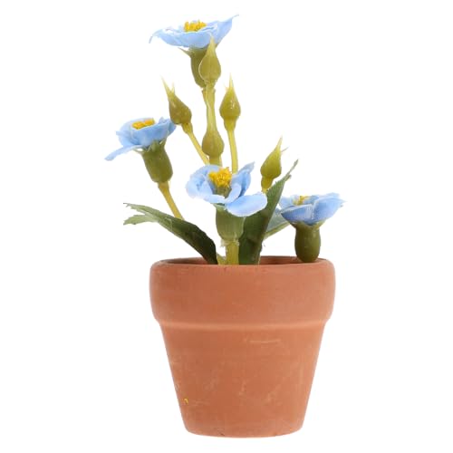 FUNOMOCYA Miniatur Bonsai Pflanze Miniatur Blume Kunstpflanze für Puppenhaus Deko Kleine Sukkulente in Blau Langlebige Mini Topfpflanze für Haus und Gartendekoration von FUNOMOCYA
