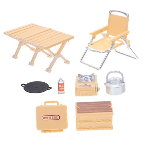 FUNOMOCYA Miniatur-Camping Faltbaren Stühlen Picknicktisch Grillofen und Puppenhaus-zubehör Robustes Tragbar für Outdoor und Indoor Realistische Camping-Erfahrung von FUNOMOCYA
