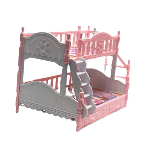 FUNOMOCYA Miniatur Doppelstockbett Puppenhausmöbel Miniaturmöbel Mini Puppenbett Rosa für Puppenhaus Zubehör Dekoration FUNOMOCYA Miniatur Doppelstockbett Puppenhausmöbel Miniaturmöbel Mini Puppenbett Rosa für Puppenhaus Zubehör Dekoration von FUNOMOCYA
