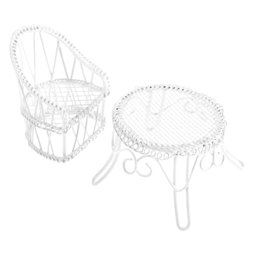 FUNOMOCYA Miniatur Gartenmöbel Set Miniatur Tisch und Stühle Garten Deko für Puppenhaus und Fotografie Requisiten Stilvolle für Desktop Dekoration von FUNOMOCYA