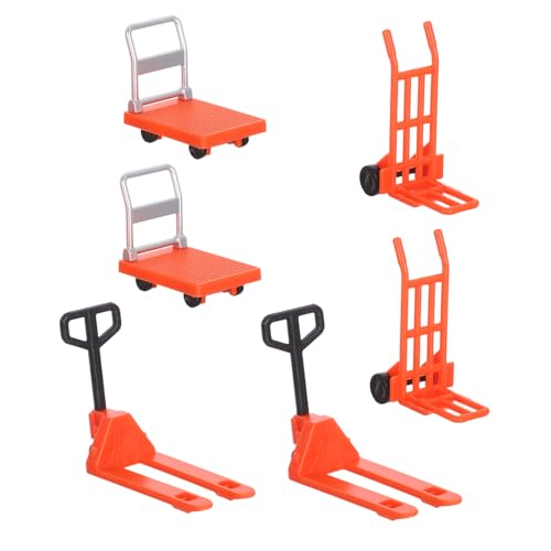 FUNOMOCYA Miniatur Handwagen Spielset Teilig Baustellen Sackkarre Modell Baufahrzeuge Pädagogisch Robust Abwaschbar für Puppenhaus Straßenparkplatz Simulation von FUNOMOCYA