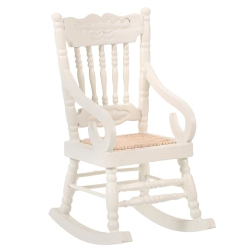 FUNOMOCYA Miniatur Holz Schaukelstuhl Weiß mit Seil Sitz Puppenhaus Möbel Zubehör für Puppenhaus Dekoration Wohnzimmer Schlafzimmer FUNOMOCYA Miniatur Holz Schaukelstuhl Weiß mit Seil Sitz Puppenhaus Möbel Zubehör für Puppenhaus Dekoration Wohnzimmer Schlafzimmer von FUNOMOCYA