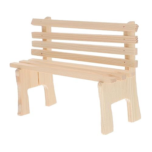 FUNOMOCYA Miniatur Holzbank für Puppenhaus Rustikales Design Langlebiges Modell Naturbelassene Miniatur Sitzbank als Dekoratives Dollhouse Zubehör von FUNOMOCYA
