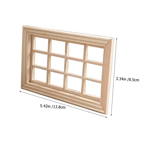 FUNOMOCYA Miniatur Holzfensterrahmen Modell Beige Kleines Haus Zubehör Realistische Miniatur Fensterdekoration Glatte Oberfläche Robust für DIY Puppenhaus und Mini Haus Landschaft von FUNOMOCYA