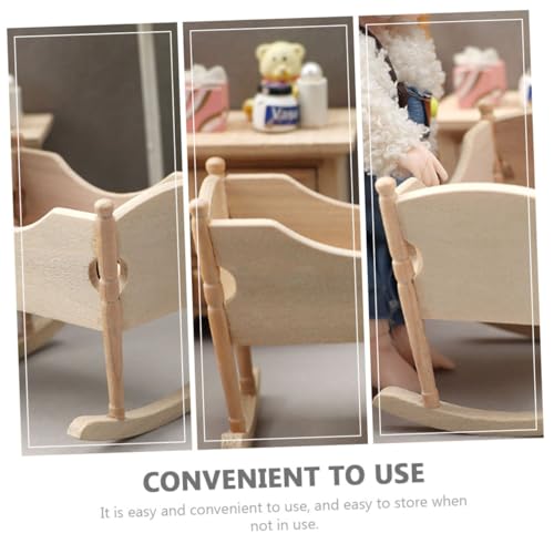 FUNOMOCYA Miniatur Holzkrippe Puppenhaus Babybett Miniatur Holz Möbel Deko Schlafzimmer Ornament Kinderzimmer Dekoration von FUNOMOCYA