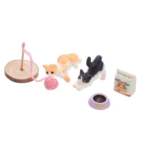 FUNOMOCYA Miniatur Katzenfiguren Realistische Mini Katzen Miniaturspielzeug für Puppenhaus Dekoration Niedliche Katzenszene für Garten und Mikro-Landschaft Tragbar und Spielbereit ohne von FUNOMOCYA