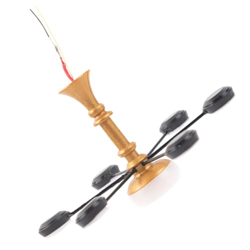 FUNOMOCYA Miniatur Kronleuchter Deckenleuchte Mini Hängelampe für Puppenhaus Miniaturhaus Deko Warmweiß Gold Schwarz Realistische Miniaturbeleuchtung für Wohn Esszimmer Kompakt und von FUNOMOCYA