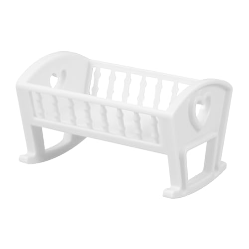 FUNOMOCYA Miniatur Puppenhaus Babybett Weiß Dekoratives Schlafzimmer Möbel Langlebiges Sicheres für Puppenhaus Vielseitig Nutzbar als Fotorequisite und Raumgestaltung von FUNOMOCYA