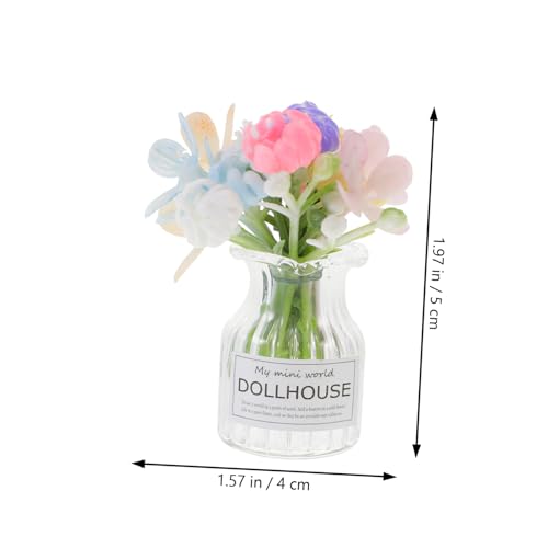 FUNOMOCYA Miniatur Puppenhaus Dekoration Glasvase mit Künstlichen Blumen Detailgetreu Sicherer Miniatur Blumentopf Geeignet als für Realistische Puppenhaus Szenen von FUNOMOCYA