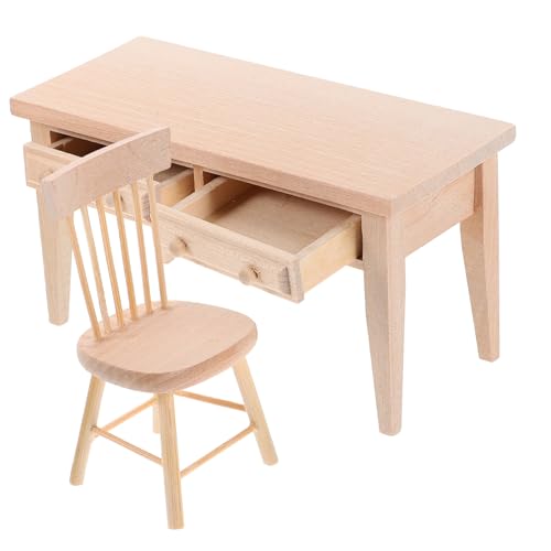 FUNOMOCYA Miniatur Puppenhaus Möbel Holz Miniatur Tisch Stuhl Puppenhaus Zubehör Puppenhausmöbel Kinderzimmer Dekoration Kreatives von FUNOMOCYA