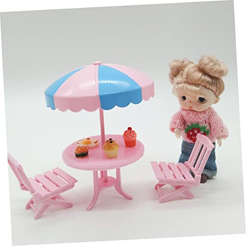 FUNOMOCYA Miniatur Puppenhaus Strandstuhl Set Teiliges Kunststoff Möbel Set mit Tisch und Stühlen Realistische Miniaturmöbel für Puppenhaus Wohnzimmer Kinderzimmer Dekoration von FUNOMOCYA