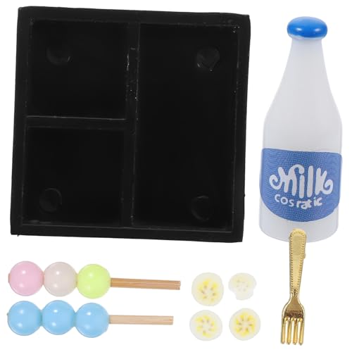 FUNOMOCYA Miniatur Puppenhaus Zubehör Realistisches Snack Modell Kleine Milch Nachmittagstee Szene Dekoration für Puppenhaus Geeignet für DIY Miniatur Haus Layout von FUNOMOCYA