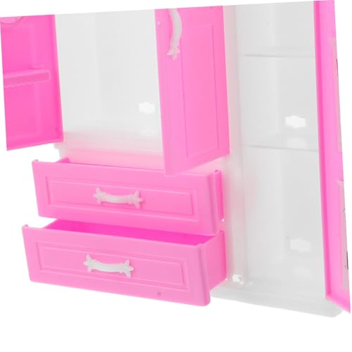 FUNOMOCYA Miniatur Puppenschrank für Puppenhaus Kompakter Mini Kleiderschrank im Prinzessinnen Stil mit Ablagefach Sichere Puppenmöbel für Kinderzimmer Vielseitige Aufbewahrung für von FUNOMOCYA