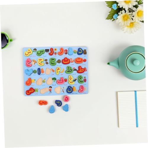 FUNOMOCYA Montessori Alphabet Lernspielzeug Robustes Holzpuzzle mit Arabischen Buchstaben Pädagogisches Zuordnungsspiel für Vorschulkinder Montessori Lernhilfe zur Sprachentwicklung von FUNOMOCYA