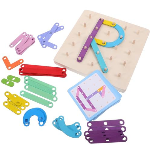 FUNOMOCYA Montessori Holz Geoboard Lernspielzeug für Kleinkinder Motorisches Puzzle mit Zahlen und Buchstaben Fördert Feinmotorik Kognitive Entwicklung und Eltern Junge Mädchen interaktion von FUNOMOCYA
