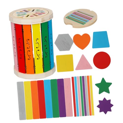 FUNOMOCYA Montessori Holzspielzeug Farbige Sortierbecher aus Holz Feinmotorik Lernspiel für Kleinkinder Sensorisches Erkennungs und Zuordnungsspielzeug Tragbares Motorikspielzeug für Junge von FUNOMOCYA