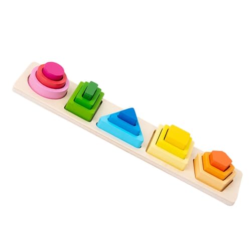 FUNOMOCYA Montessori Holzspielzeug Geometrische Bausteine für Kleinkinder Ab Jahr Leichtes Puzzle mit Farbverlauf Fördert Feinmotorik Form Farberkennung Lernspielzeug für Frühe Entwicklung von FUNOMOCYA