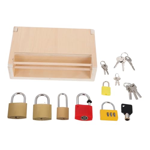 FUNOMOCYA Montessori Holzspielzeug Jahre Pädagogisches Schloss Set mit Verschiedenen Vorhängeschlössern Fördert Feinmotorik Konzentration und Logisches Denken Lernspielzeug von FUNOMOCYA