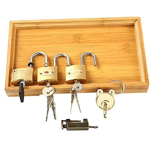 FUNOMOCYA Montessori Lernspielzeug für Locks mit Schlüssel Pädagogisches Schlossset aus Kupfer und Bambus Fein Poliert Sicher für Vorschulkinder zur Frühkindlichen und Motorischen von FUNOMOCYA