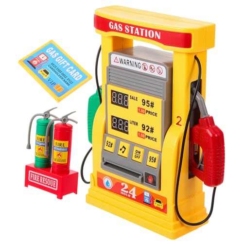 FUNOMOCYA Multifunktionales DIY Tankstellenmodell Selbstbedienungs Doppeltankstelle und Realistischer Zählfunktion Pädagogisches Mathefähigkeiten von FUNOMOCYA