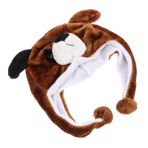 FUNOMOCYA Plüsch Cartoon Tier Mütze Hund Ohrenwärmer Weicher Kopfwickel Warm Halstuch Für Mädchen Cosplay Kostüm Braun von FUNOMOCYA