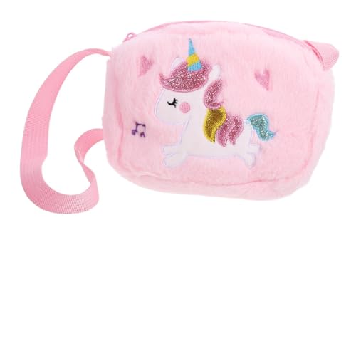 FUNOMOCYA Plüsch Einhorn Umhängetasche für Mädchen Weiche Schultertasche mit Mittlerem Stauraum Sichere Kleingeld und Kartentasche Bequemes Material Modisches Design für Vielseitige von FUNOMOCYA